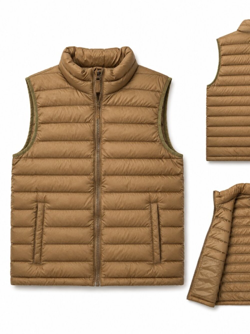 Ozark Trail Men's Puffer Vest Large 42-44 Brown Tan Full Zip Lightweight